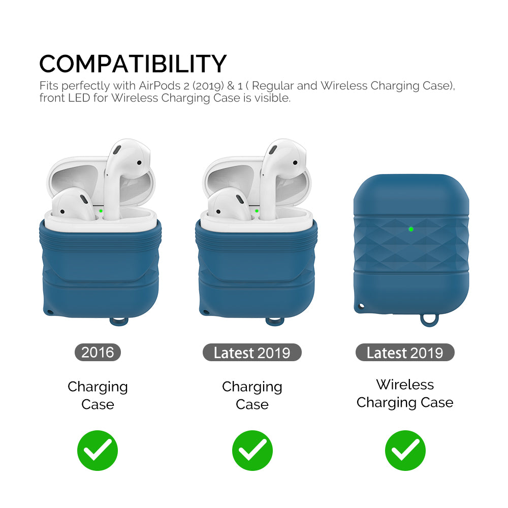 AHASTYLE PT-79 Compatible with Apple AirPods 1st 2nd Generation Charging Case Cover Splashproof Silicone Protective Cover with Carabiner AHASTYLE PT-79 Compatible with Apple AirPods 1st 2nd Generation Charging Case Cover Splashproof Silicone Protective Cover with Carabiner